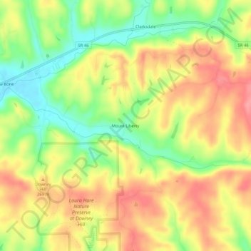 Mappa topografica Mount Liberty, altitudine, rilievo