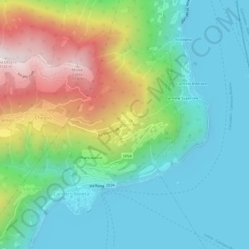 Mappa topografica Viggiona, altitudine, rilievo