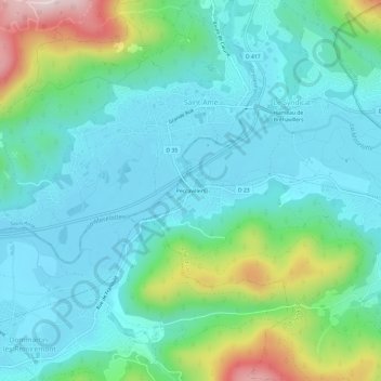 Mappa topografica Peccavillers, altitudine, rilievo