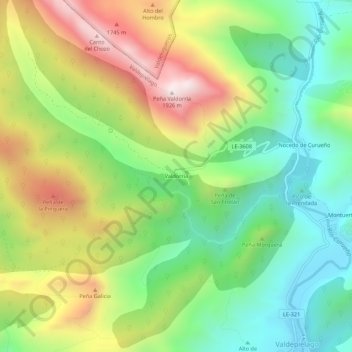 Mappa topografica Valdorria, altitudine, rilievo