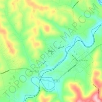 Mappa topografica Mather, altitudine, rilievo