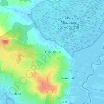 Mappa topografica Hollbüllhuus, altitudine, rilievo