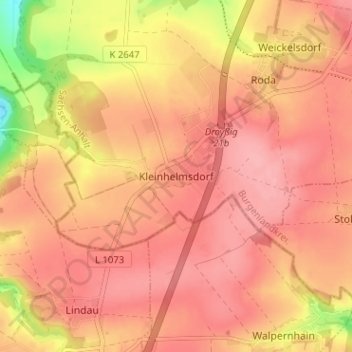 Mappa topografica Kleinhelmsdorf, altitudine, rilievo