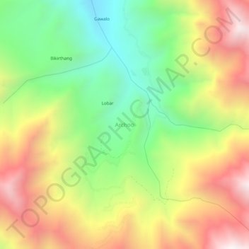 Mappa topografica Archoo, altitudine, rilievo
