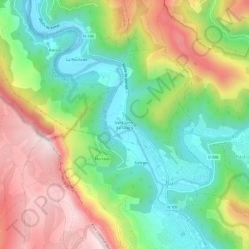 Mappa topografica Saint-Julien du Gourg, altitudine, rilievo