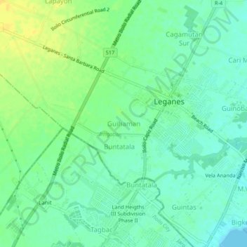 Mappa topografica Guihaman, altitudine, rilievo