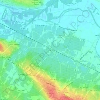 Mappa topografica Les Brandes, altitudine, rilievo