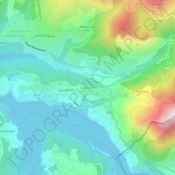 Mappa topografica La Rouillère, altitudine, rilievo
