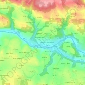 Mappa topografica Tréblavet, altitudine, rilievo