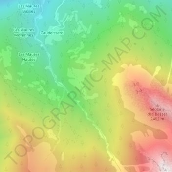 Mappa topografica Les Besses, altitudine, rilievo