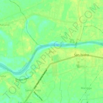 Mappa topografica Alua, altitudine, rilievo