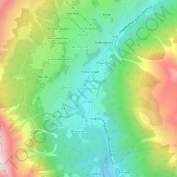 Mappa topografica Meytéres, altitudine, rilievo