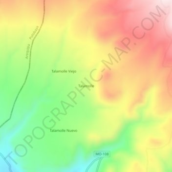 Mappa topografica Talamolle, altitudine, rilievo