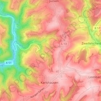 Mappa topografica Haubendell, altitudine, rilievo