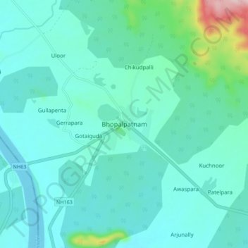 Mappa topografica Bhopalpatnam, altitudine, rilievo