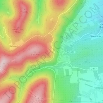 Mappa topografica Rocher des Pandours, altitudine, rilievo
