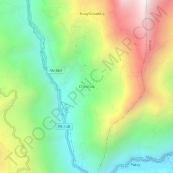 Mappa topografica Chinchas, altitudine, rilievo