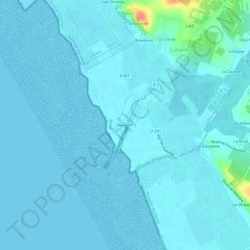 Mappa topografica Maubert, altitudine, rilievo