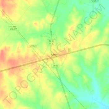 Mappa topografica Nixon, altitudine, rilievo