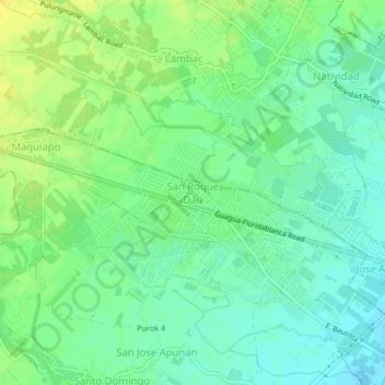 Mappa topografica San Roque Dau, altitudine, rilievo