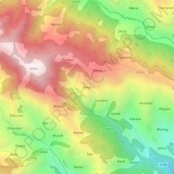 Mappa topografica Kimal, altitudine, rilievo