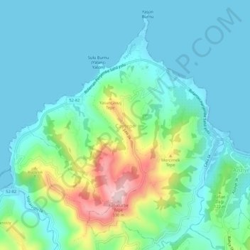 Mappa topografica Çaytepe, altitudine, rilievo