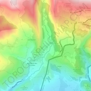 Mappa topografica Angoustrine, altitudine, rilievo