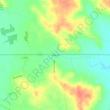 Mappa topografica Hoagland, altitudine, rilievo
