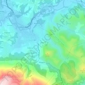 Mappa topografica Esnaur, altitudine, rilievo