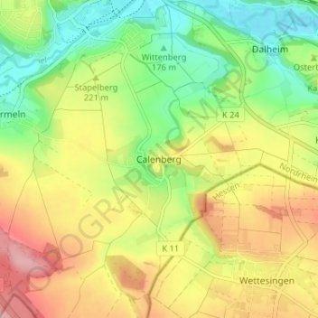 Mappa topografica Calenberg, altitudine, rilievo