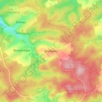 Mappa topografica Strößwitz, altitudine, rilievo