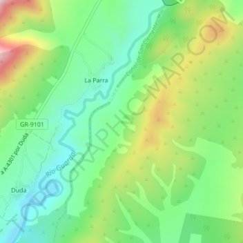 Mappa topografica Guardal, altitudine, rilievo