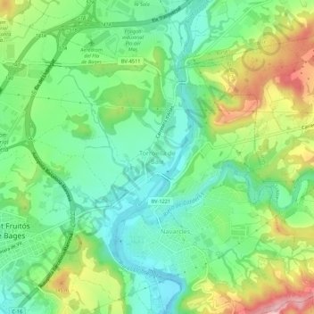 Mappa topografica Torroella de Baix, altitudine, rilievo