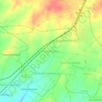 Mappa topografica Maylaripatty, altitudine, rilievo