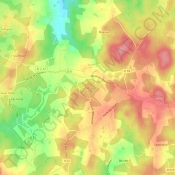 Mappa topografica Puycharnaud, altitudine, rilievo