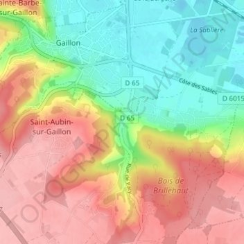 Mappa topografica Jeufosse, altitudine, rilievo