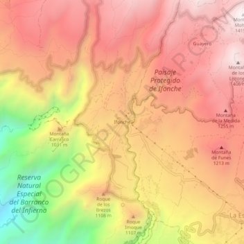Mappa topografica Ifonche, altitudine, rilievo