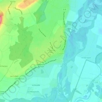 Mappa topografica La Croix du Mat, altitudine, rilievo