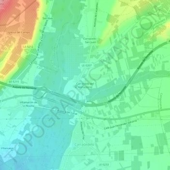 Mappa topografica Carracedo del Monasterio, altitudine, rilievo