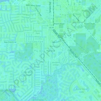 Mappa topografica Aqui Esta, altitudine, rilievo
