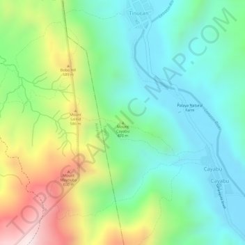 Mappa topografica Mount Cayabu, altitudine, rilievo
