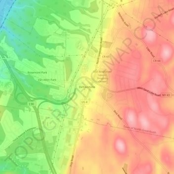 Mappa topografica Defreestville, altitudine, rilievo