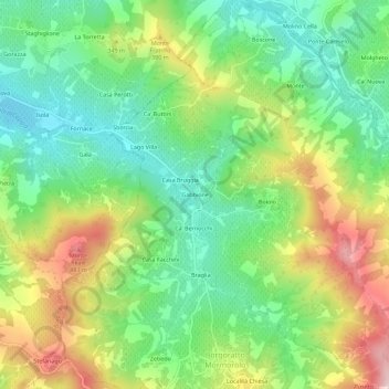 Mappa topografica Gabbione, altitudine, rilievo