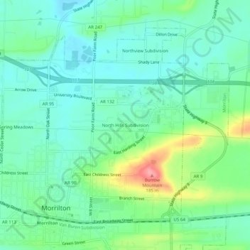 Mappa topografica North Hills Subdivision, altitudine, rilievo