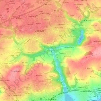Mappa topografica Coz Castel, altitudine, rilievo