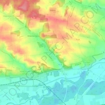 Mappa topografica Untermarchenbach, altitudine, rilievo