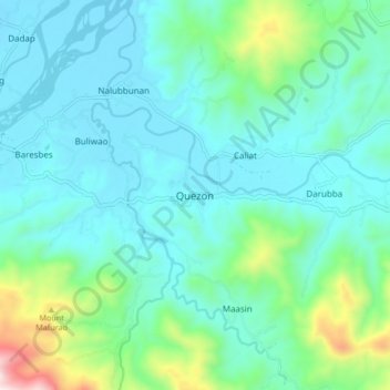 Mappa topografica Quezon, altitudine, rilievo