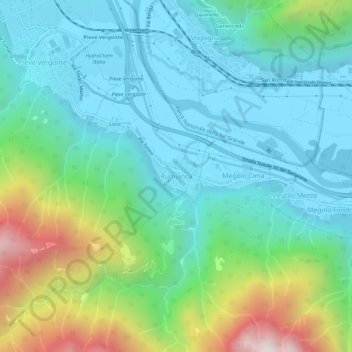 Mappa topografica Rumianca, altitudine, rilievo