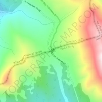 Mappa topografica Boreas Pass, altitudine, rilievo