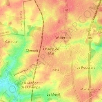 Mappa topografica Champ de Mai, altitudine, rilievo